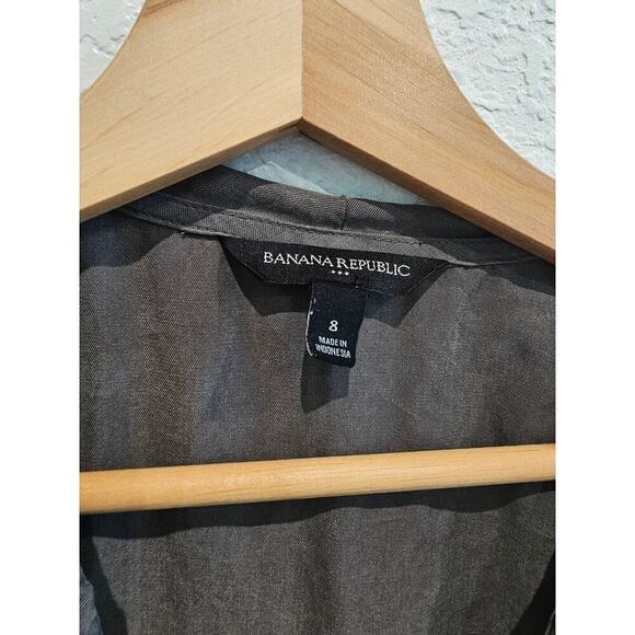 Banana Republic ties waist ruffles sleeveless olive Grey dress sz 8 - Picture 2 of 3